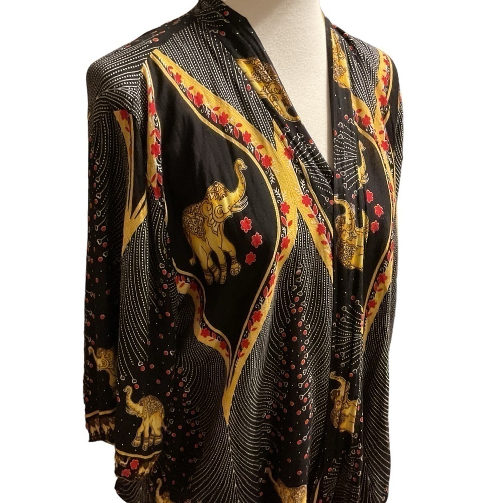 The Elephant Pants Black Elephant Print Kimono